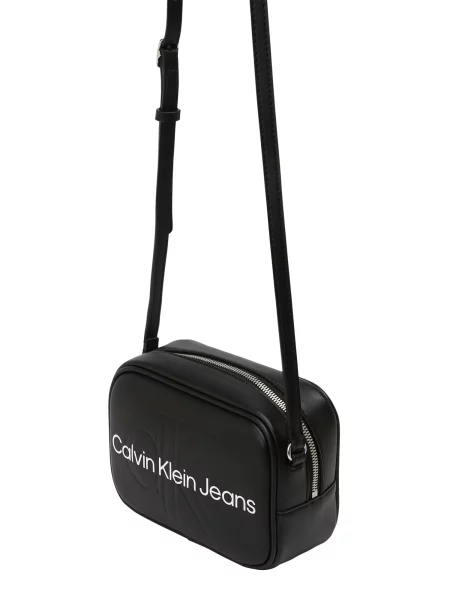 Calvin Klein Jeans Geantă de umăr / alb negru