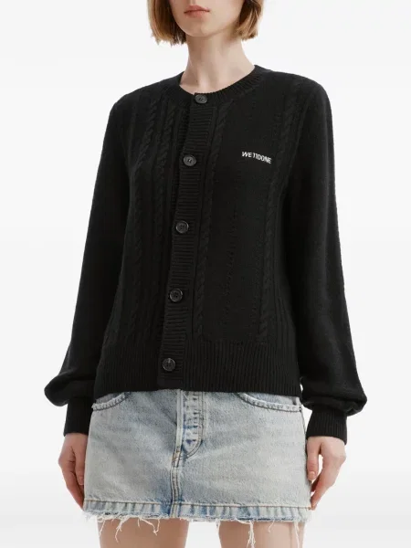 Cardigan We11done cu broderie tricotate negru