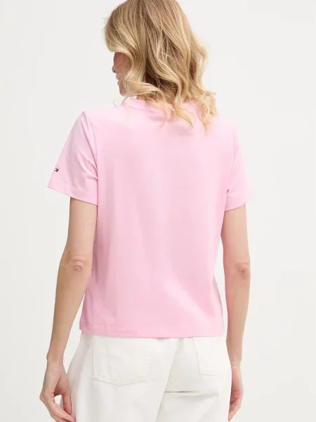 Tommy Hilfiger T-shirt z bawełną różowa