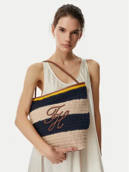 Torbica Tommy Hilfiger Th Nautical Bucket Crochet Str Šarena