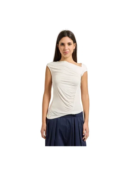 Bluzka Manila Grace asymetryczna drapowana biała