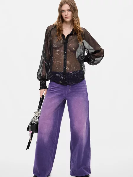 Desigual Blúzka svetložltá / rosé čierna