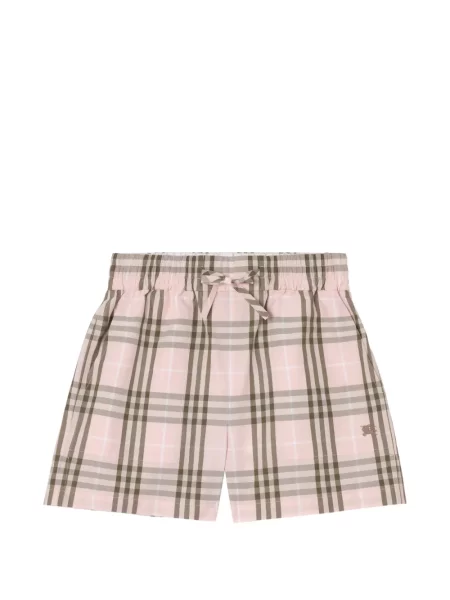 Pantaloni scurți Burberry în carouri roz