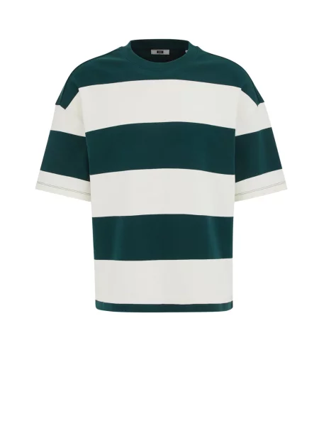 WE Fashion Tricou verde închis alb