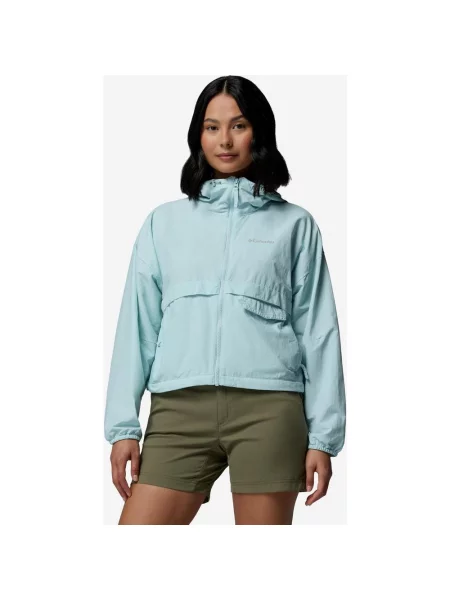 Kurtka z kapturem Columbia Spire Valley Cropped Windbreaker L niebieska