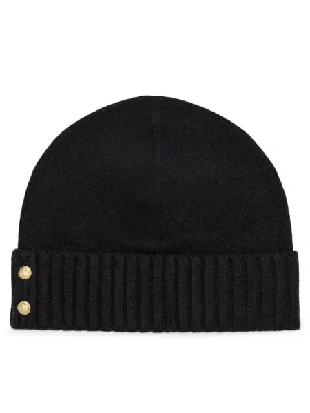 Czapka beanie z detalem z logo Lauren Ralph Lauren czarna