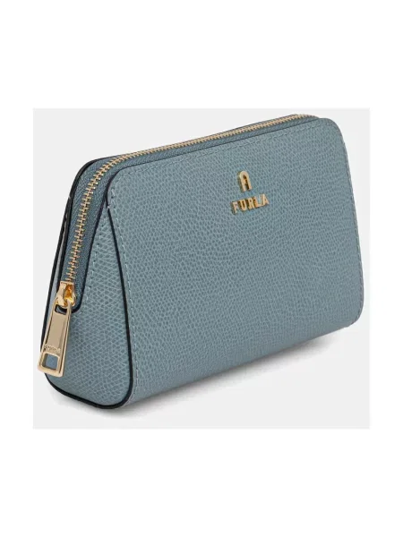 Furla kosmetyczka skórzana niebieska