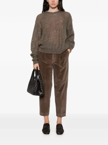 Pulover Nude cu paiete de mohair verde
