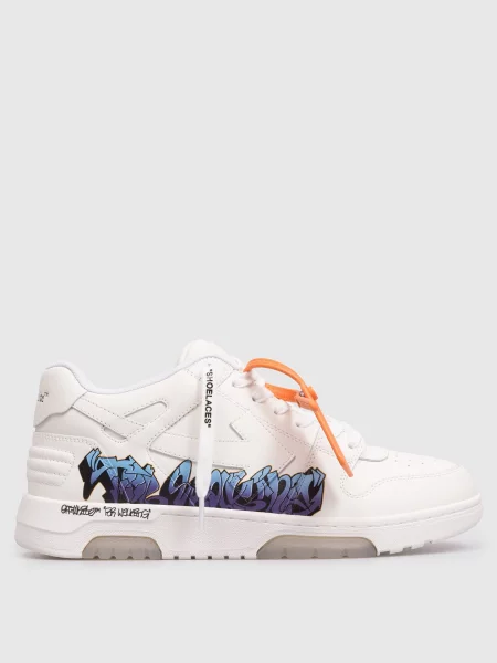 Шкіряні кросівки Out Of Office з принтом Off-white білі