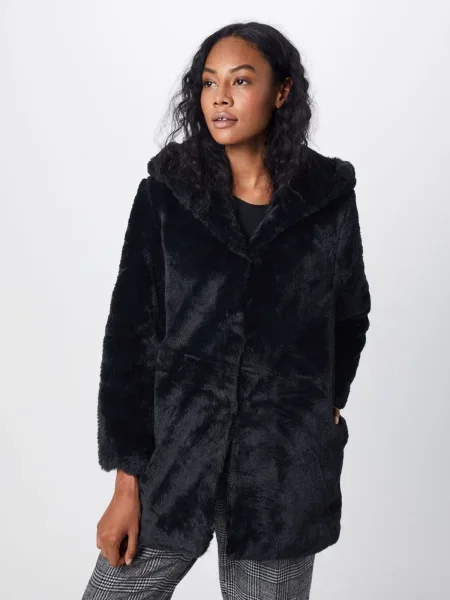 Urban Classics Prechodný kabát Ladies Hooded Teddy Coat čierna