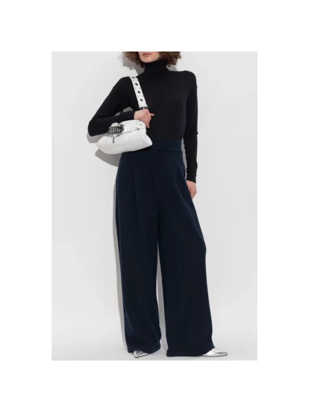 Lniany sweter z golfem Dsquared2 z logo czarny