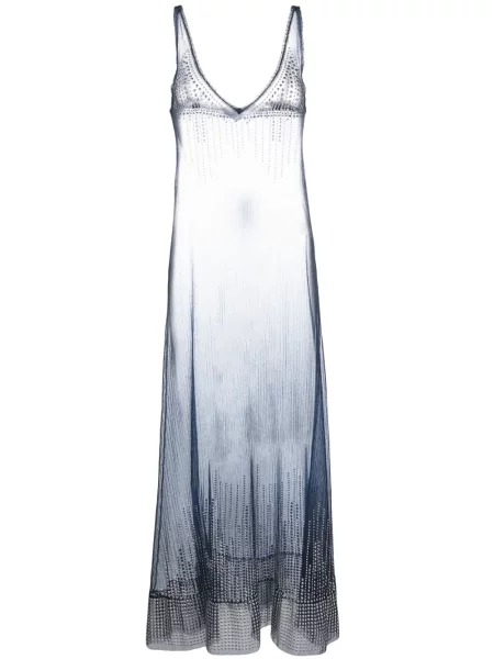 Rochie maxi Paco Rabanne transparente lungă de costum albastru