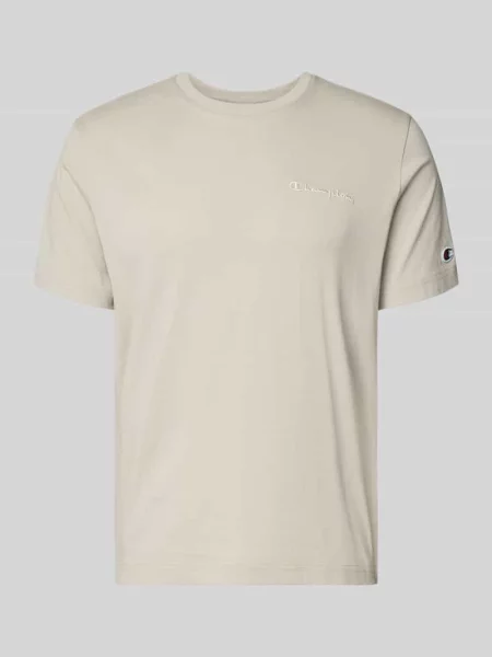 T-shirt z naszywanymi detalami z logo i okrągłym dekoltem Champion beżowa