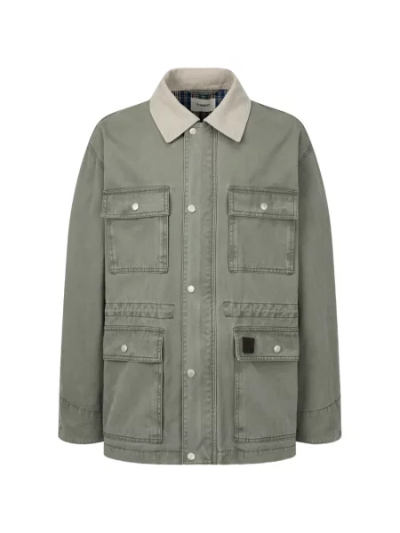 Manšestrová s límcem bunda Tomboy zelená