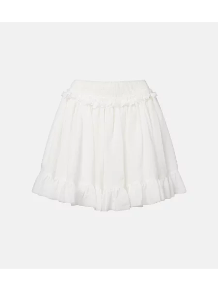 Fustă Balmain cu volane din poplin alb