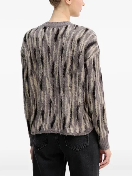 Pulover Sisley cu imprimeu abstract gri