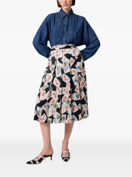 Fustă midi Msgm cu imagine negru