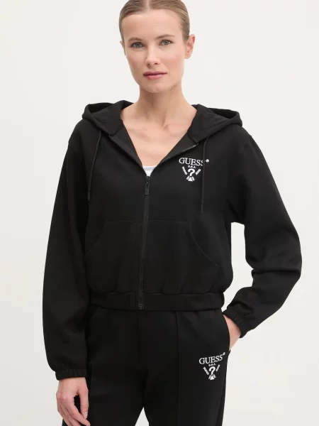 Guess bluza ROBERTA z kapturem z aplikacją czarny