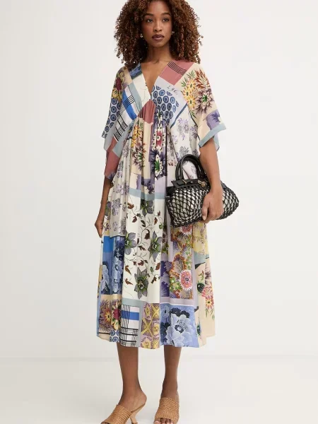 Weekend Max Mara rochie de vară din mătase NOME bej