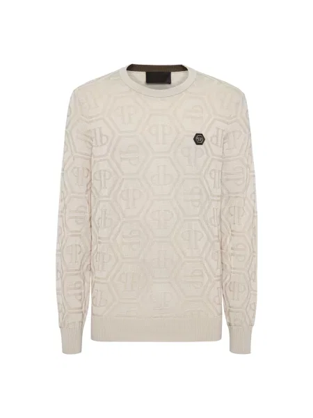 Sweter Philipp Plein wełniany beżowy