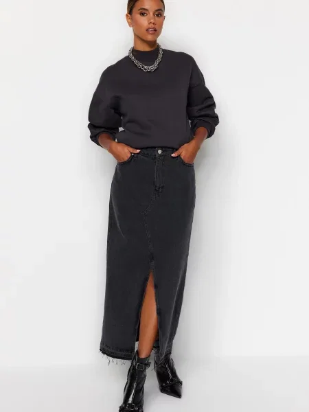 Fustă din denim Trendyol negru