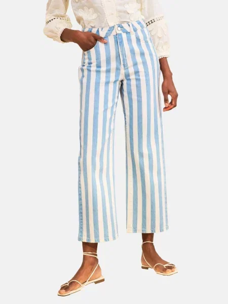 Love & roses Jeans albastru regal / lână alb