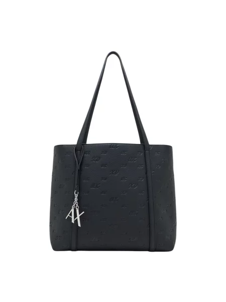 Armani Exchange torebka shopper z imitacji skóry czarna