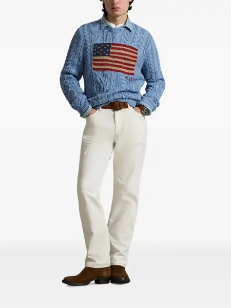 Șapcă Polo Ralph Lauren cu decolteu în V cu autograf în carouri albastru