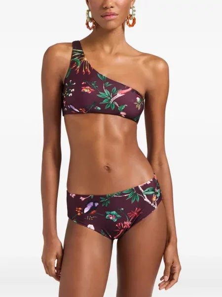 Bikini La Doublej cu model floral cu imagine cu un umăr gol violet
