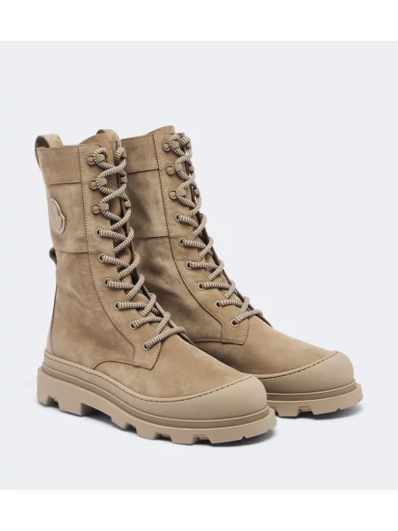 Cizme scurte Moncler din piele bej