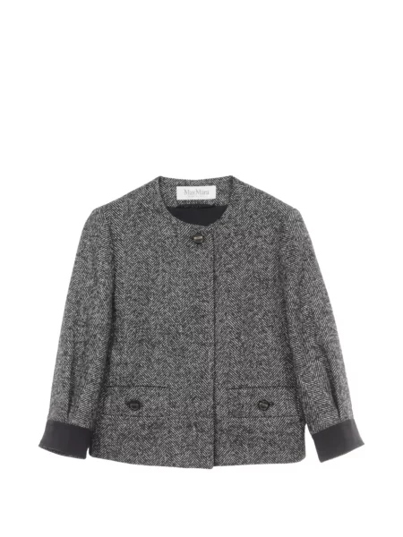 Geacă Max Mara cu model herringbone negru