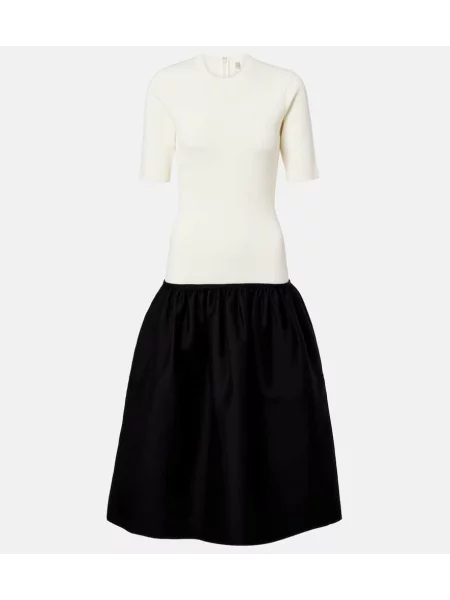 Sukienka midi Toteme wełniana do kolan garniturowa biała