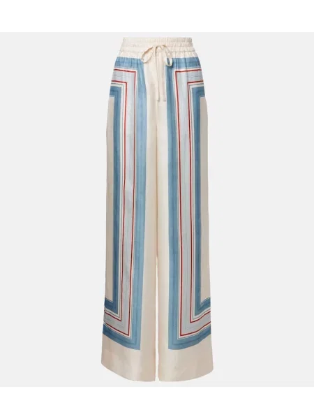 Pantaloni Zimmermann de mătase cu imagine alb