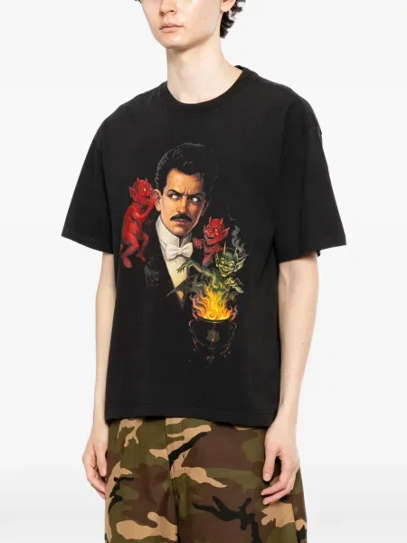 Tricou Melt cu imagine cu decolteu rotund negru