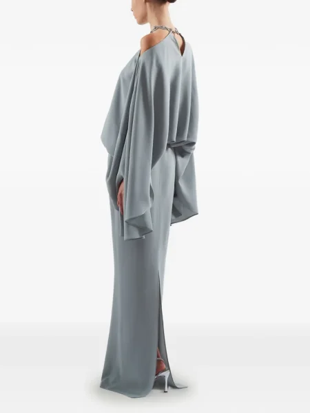 Maksi sukienka maxi Taller Marmo z kryształkami garniturowa niebieska