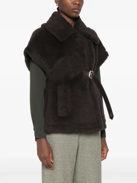 Cu centură vestă Max Mara cu blană maro