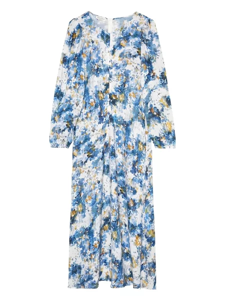 Rochie maxi Marc O'polo cu model floral cu imagine lungă albastru