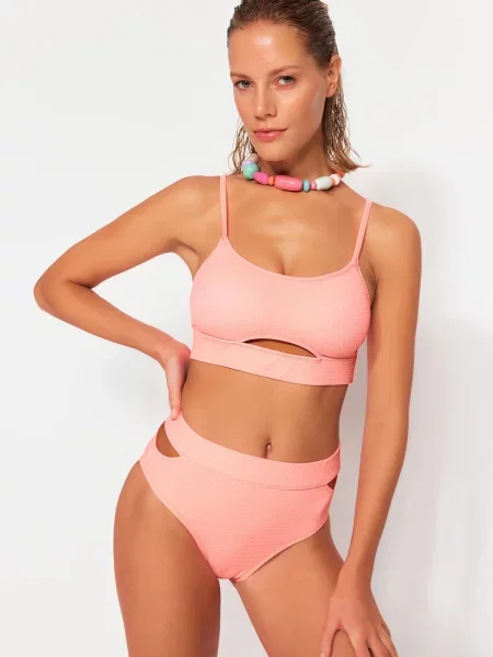 Bikini Trendyol z visokim pasom roza
