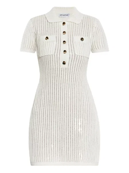 Rochie Self-portrait tricotate de costum alb