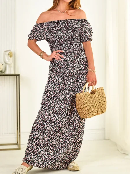Rochie maxi Resti cu model floral de costum albastru