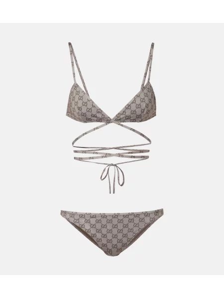 Bikini Gucci din jerseu bej