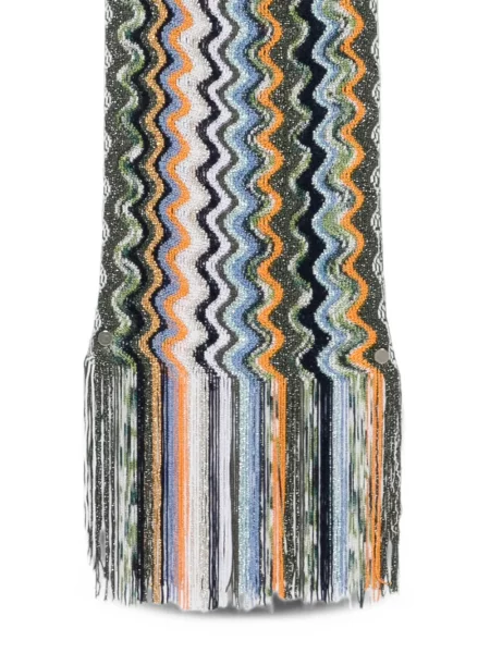 Плетен шал Missoni с ресни зелено
