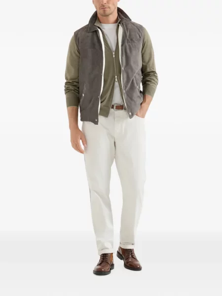 Ușor cardigan Brunello Cucinelli de mătase verde