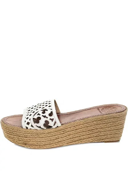 Sandale Tory Burch din piele cu pană alb