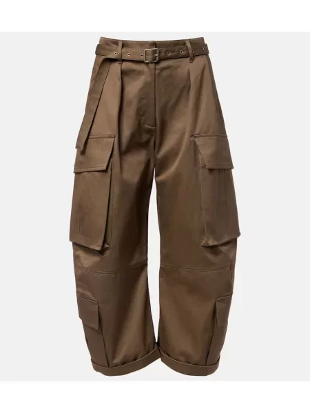 Spodnie cargo Acne Studios z twillu o krotszym kroju zielone