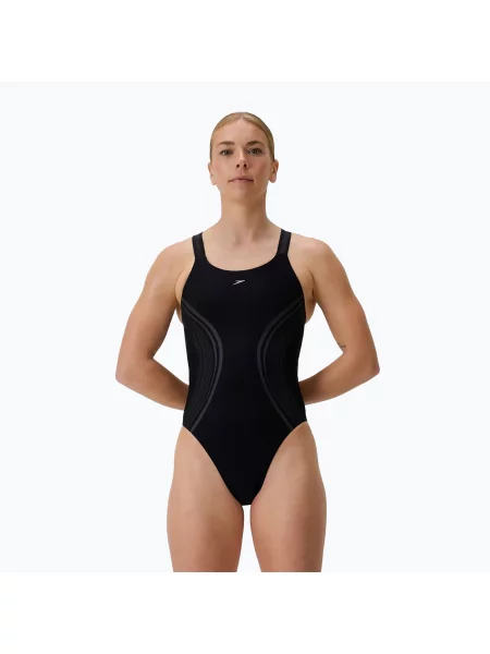 Costum de baie întregi Speedo cu imagine negru
