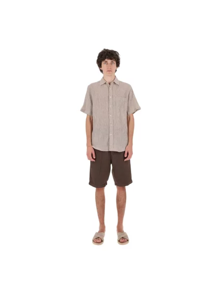 Koszula z krótkim rękawem Portuguese Flannel flanelowa beżowa