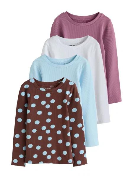 Next Tricou azuriu / ciocolatiu / roz alb