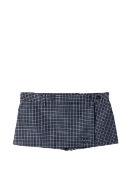 Fusta mini Miu Miu în carouri albastru