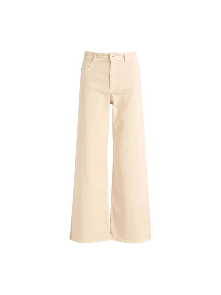 Weekend Max Mara Dżinsy Z Szerokimi Nogawkami Medina beige beżowe